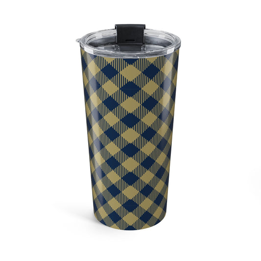 Tumbler | Blue & Gold | Gingham