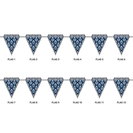 Flag Garland | Light Blue & White | Ikat