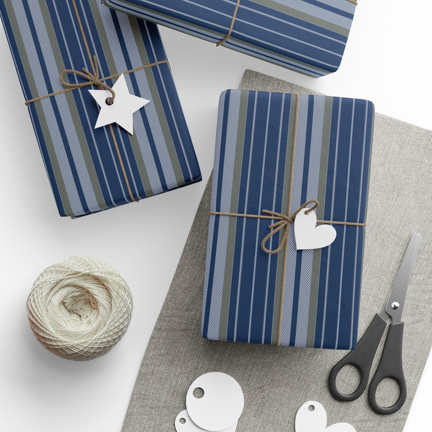 Gift Wrap | Blue & Gold | Stripe