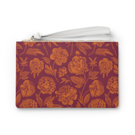 Clutch Bag | Maroon & Orange | Peony