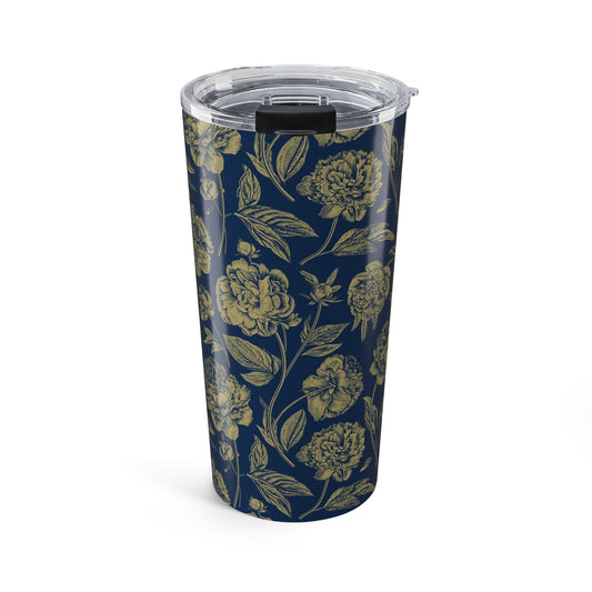 Tumbler | Blue & Gold | Peony