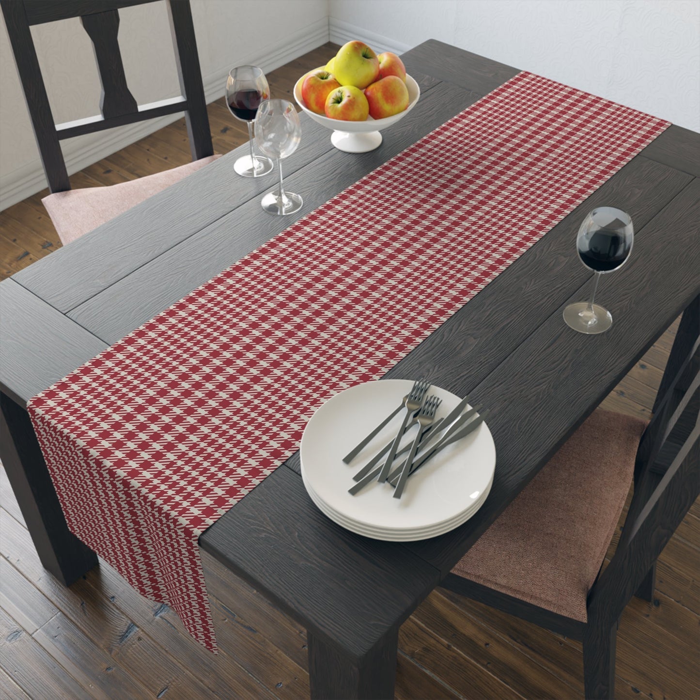 Table Runner | Maroon & White | Tweed