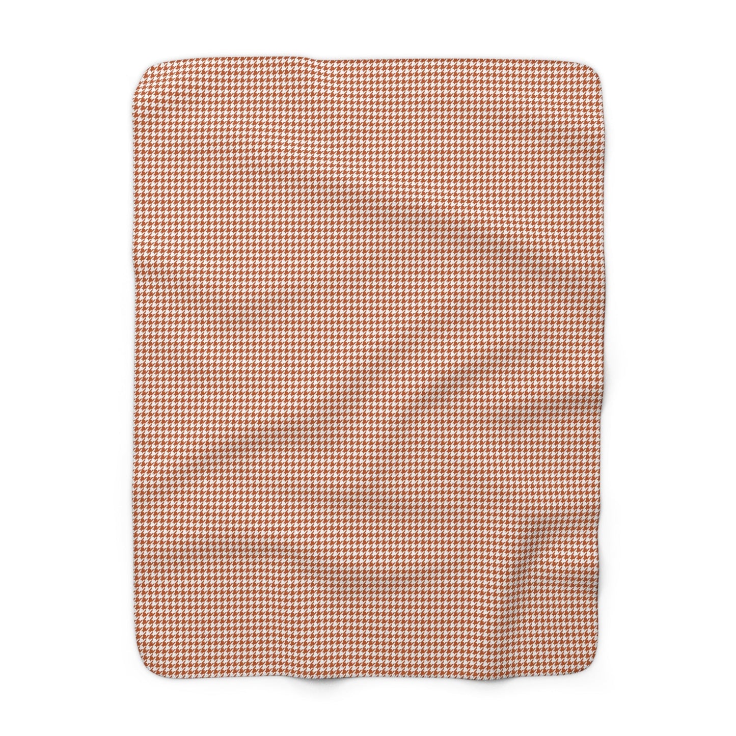 Sherpa Blanket | Dark Orange & White | Houndstooth
