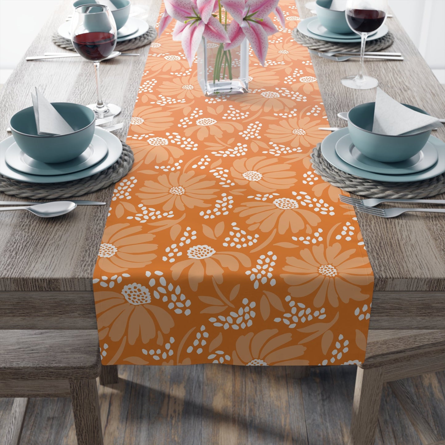 Table Runner | Orange & White | Bellis