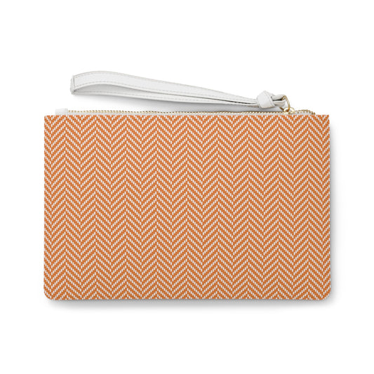 Clutch Bag | Orange & White | Herringbone
