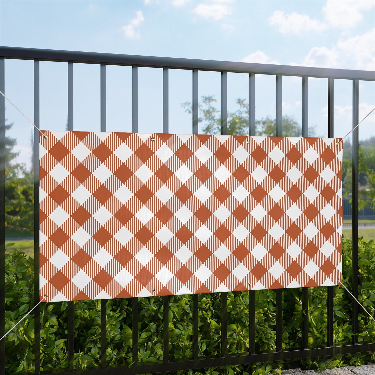 Banner | Dark Orange & White | Gingham