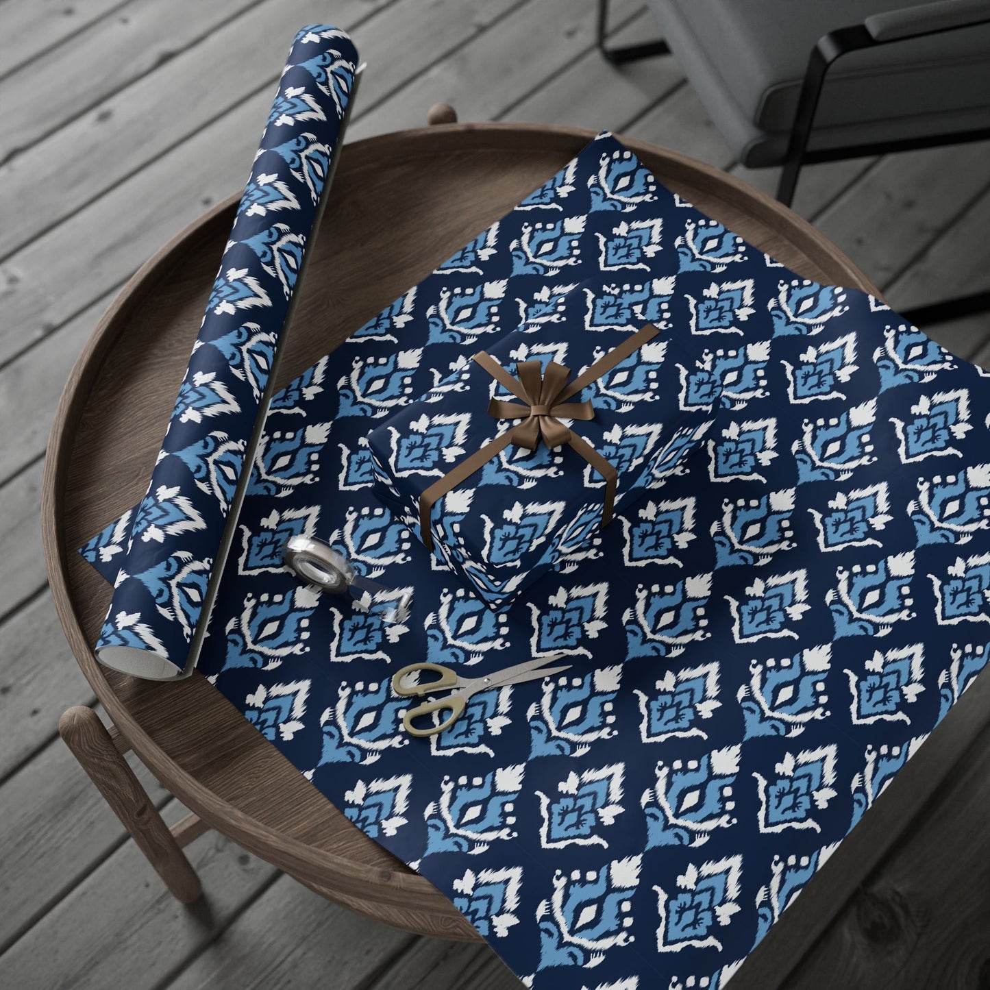 Gift Wrap | Light Blue & White | Ikat