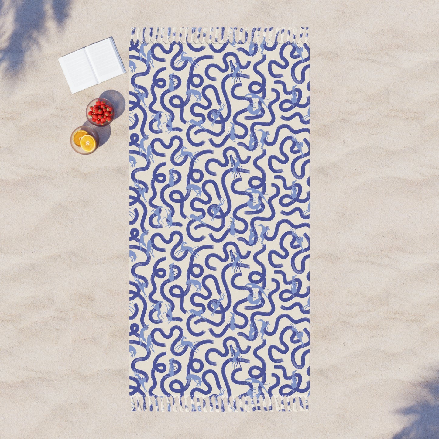 Boho Beach Towel | Greyhounds | Blue Ribbon