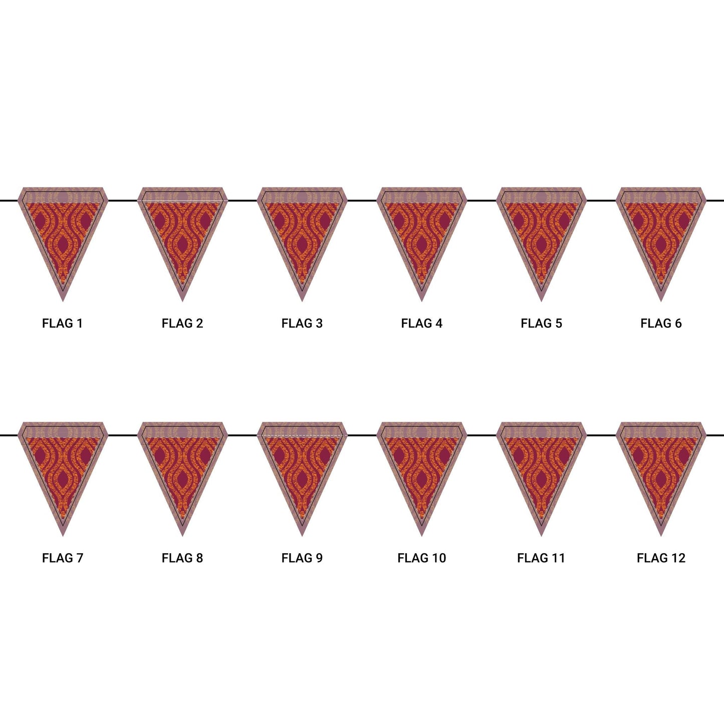 Flag Garland | Maroon & Orange | Ogee