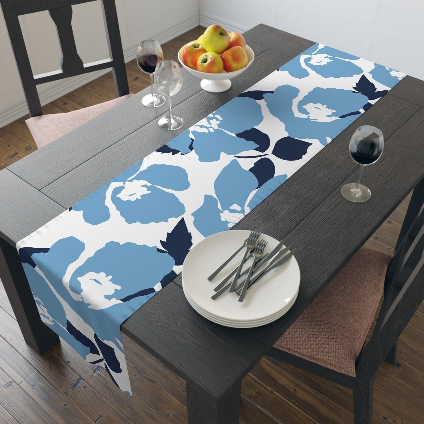 Table Runner | Light Blue & White | Poppy