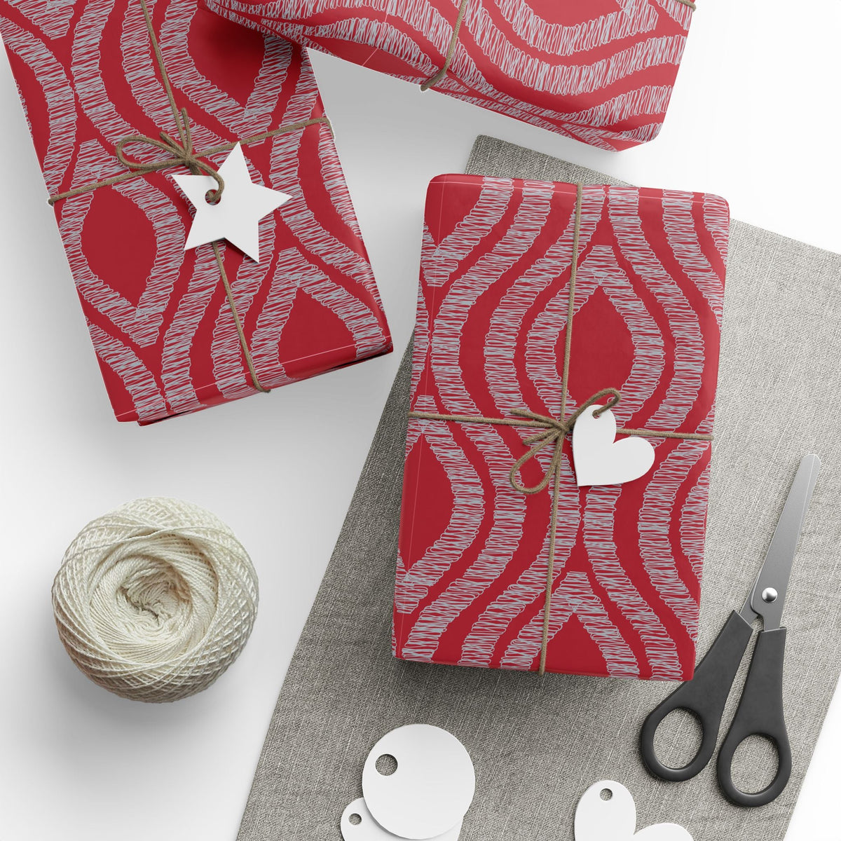 Gift Wrap | Red & Gray | Ogee
