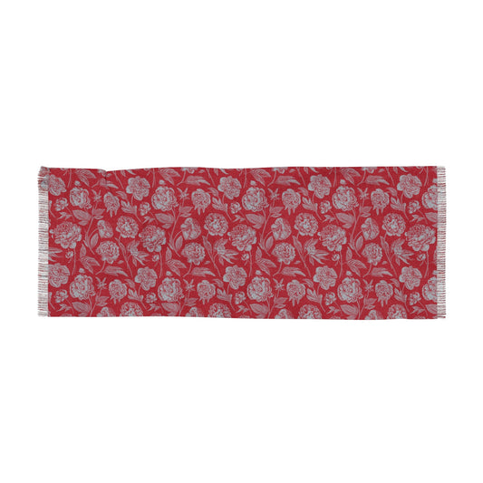 Scarf | Red & Gray | Peony