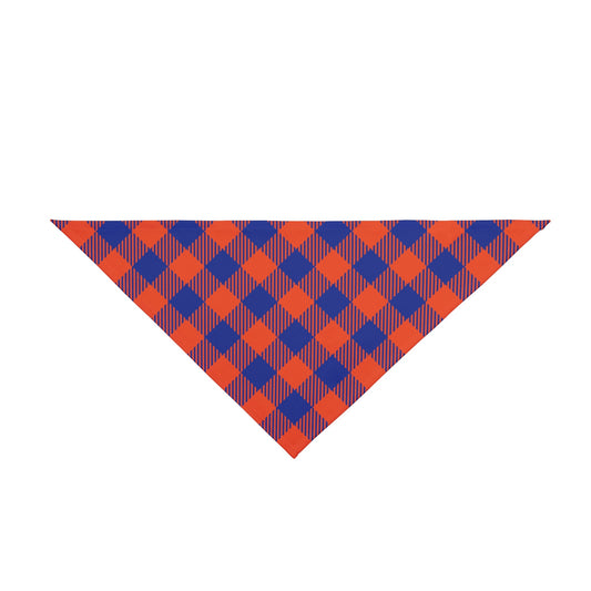 Pet Bandana | Bright Blue & Orange | Gingham