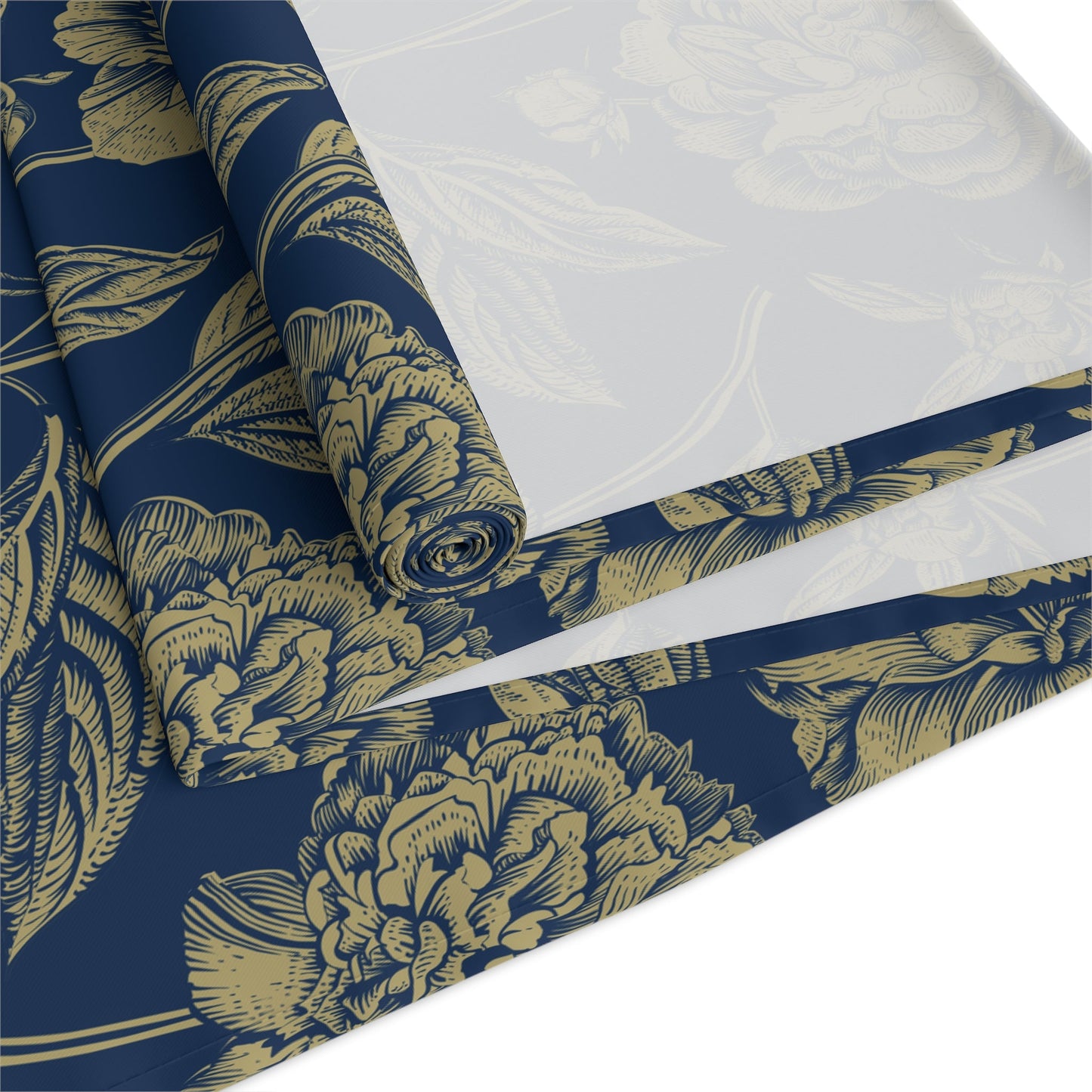Table Runner | Blue & Gold | Peony