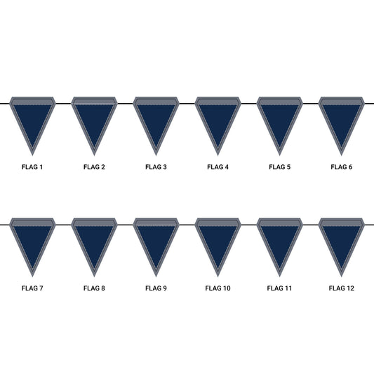 Flag Garland | Light Blue & White | Dark