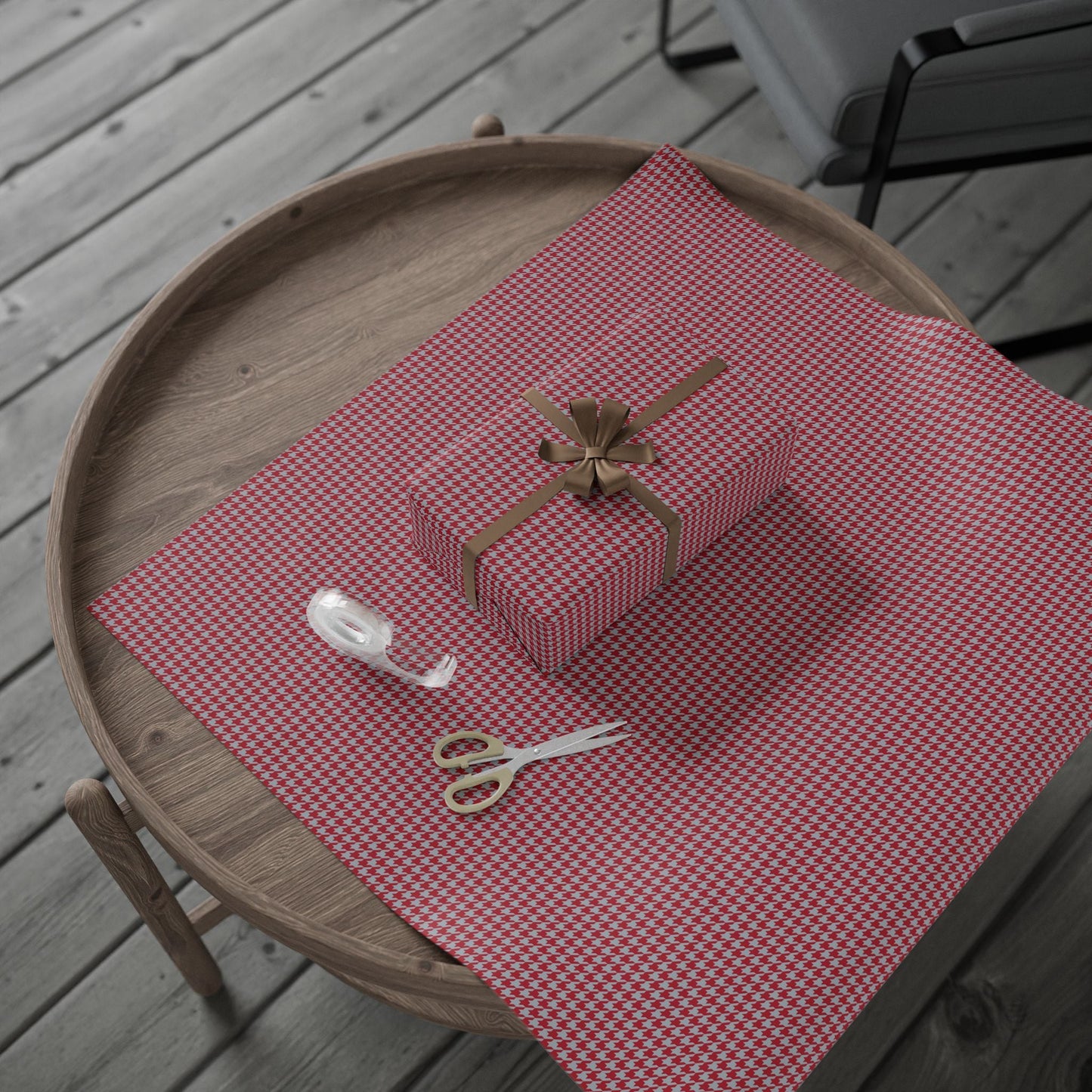 Gift Wrap | Red & Gray | Houndstooth