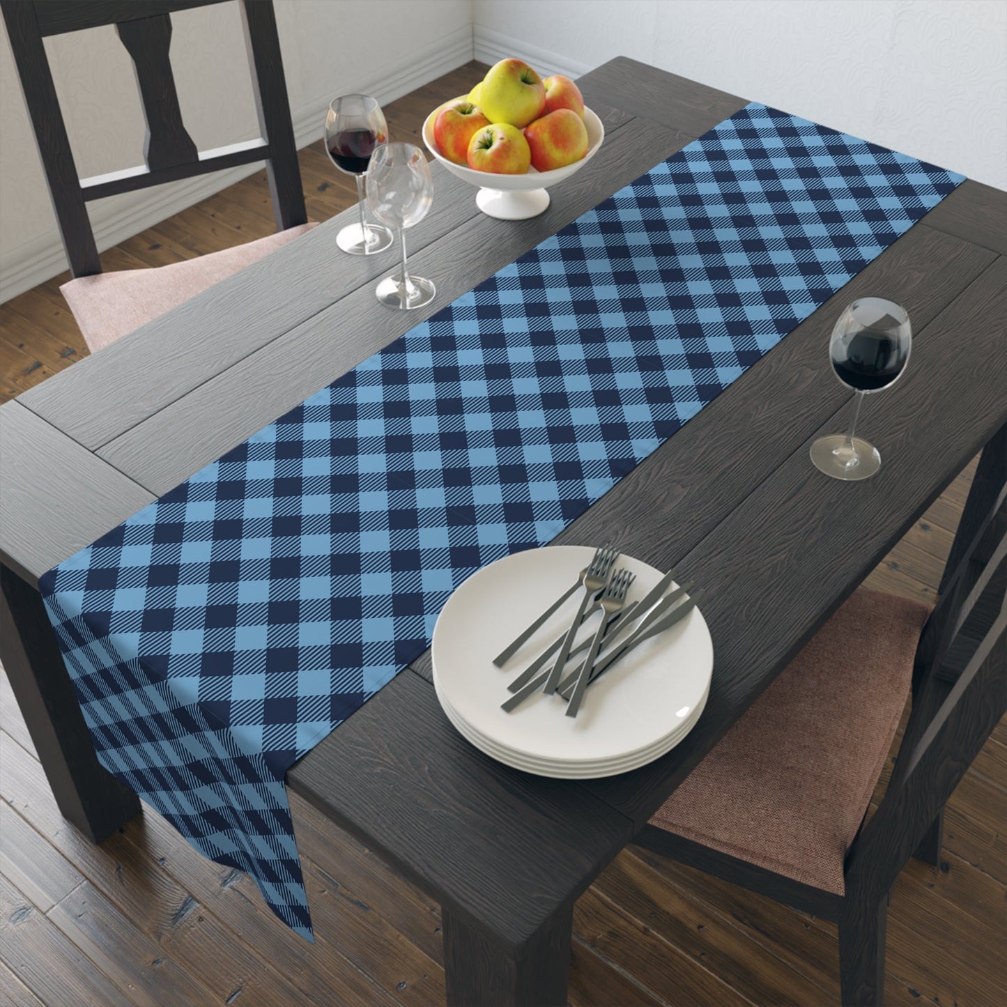 Table Runner | Light Blue & White | Gingham