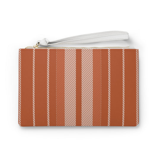 Clutch Bag | Dark Orange & White | Stripe