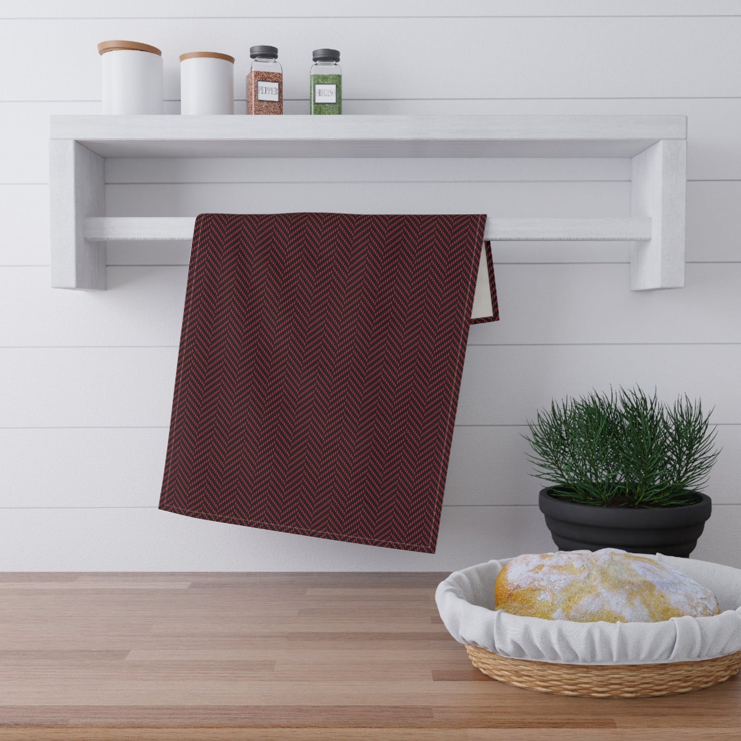 Tea Towels | Red & Black | Herringbone