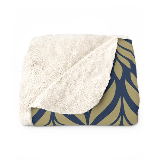 Sherpa Fleece Blanket | Blue & Gold | Palm