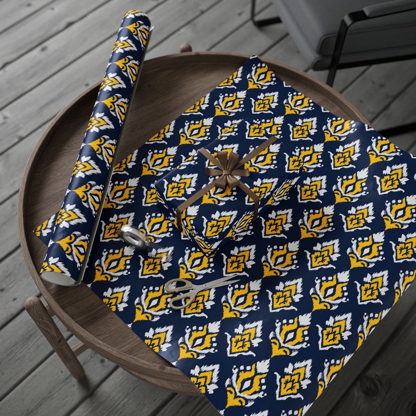 Gift Wrap | Yellow & Blue | Ikat