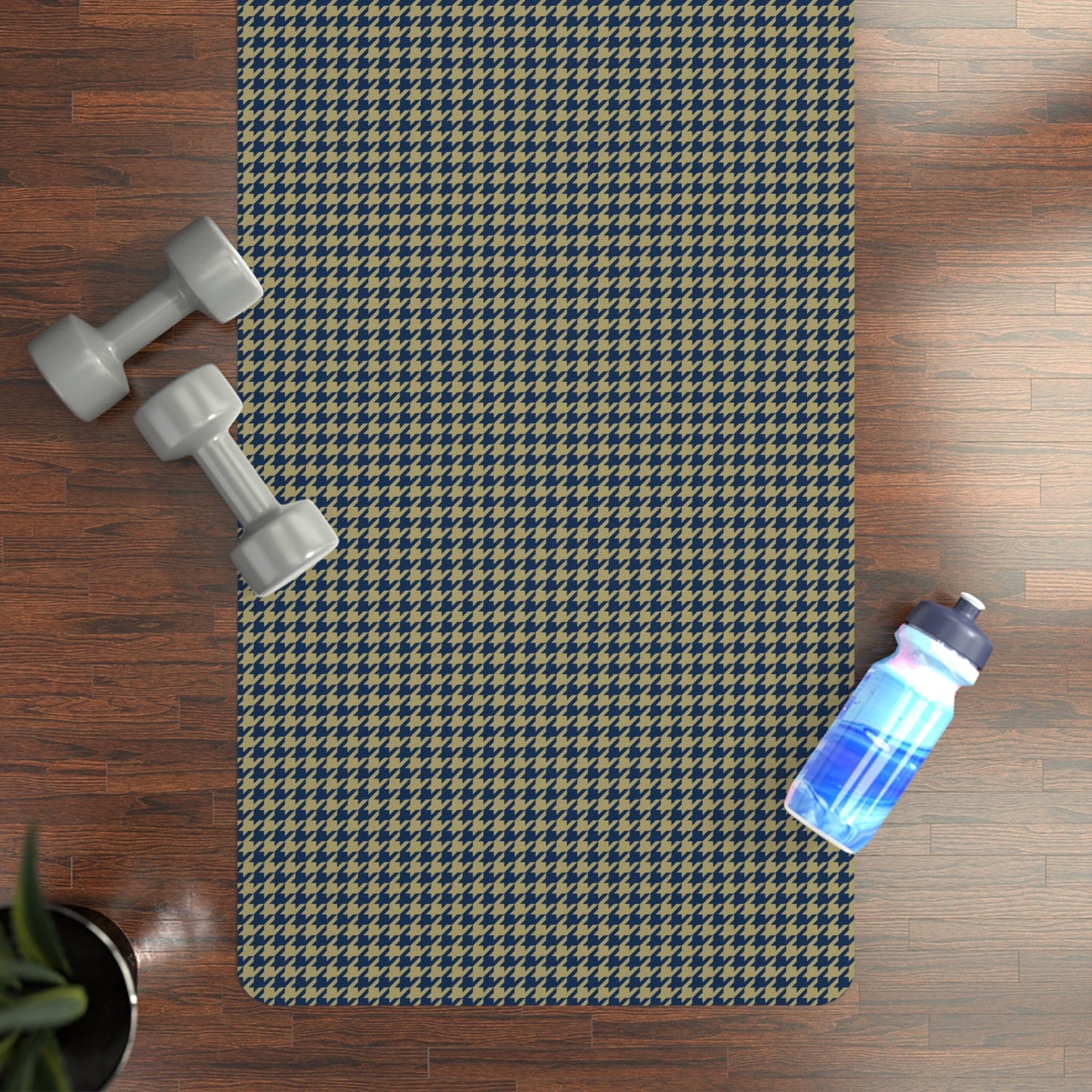 Yoga Mat | Blue & Gold | Houndstooth