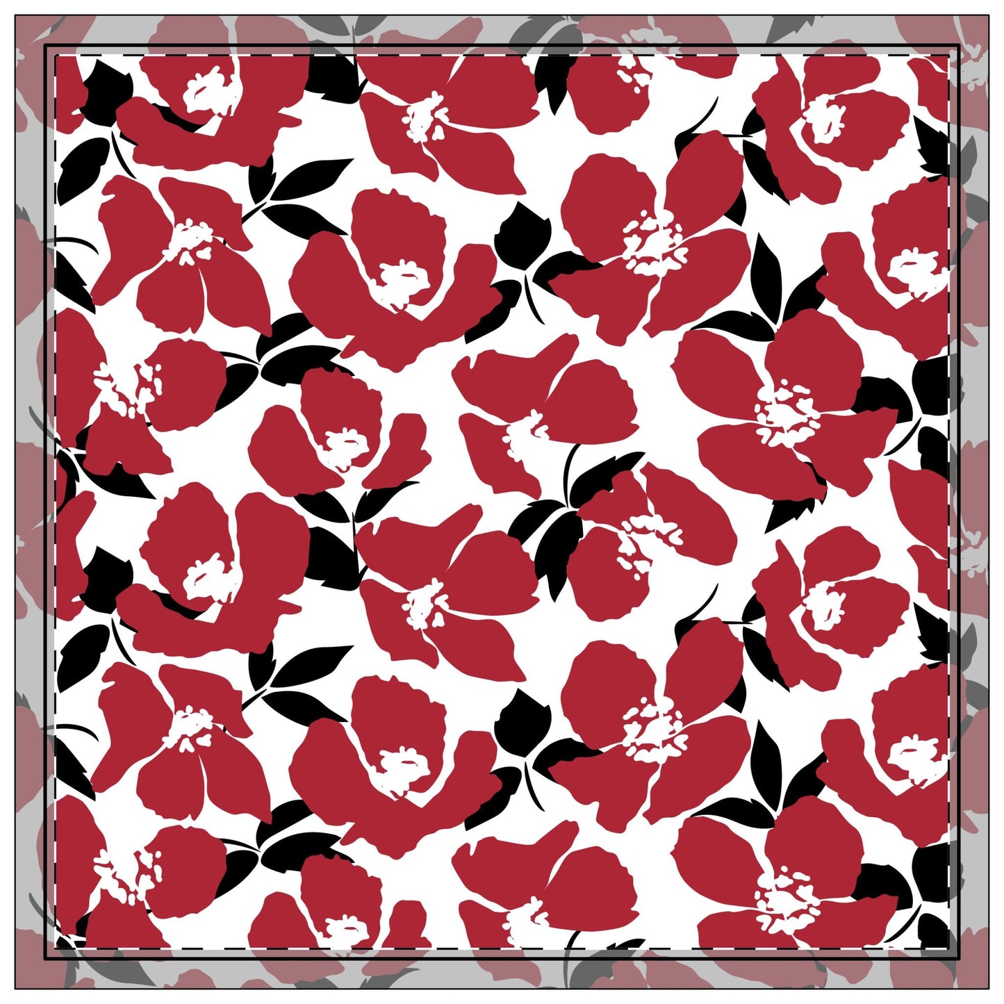Napkin 4-set | Red & Black | Poppy