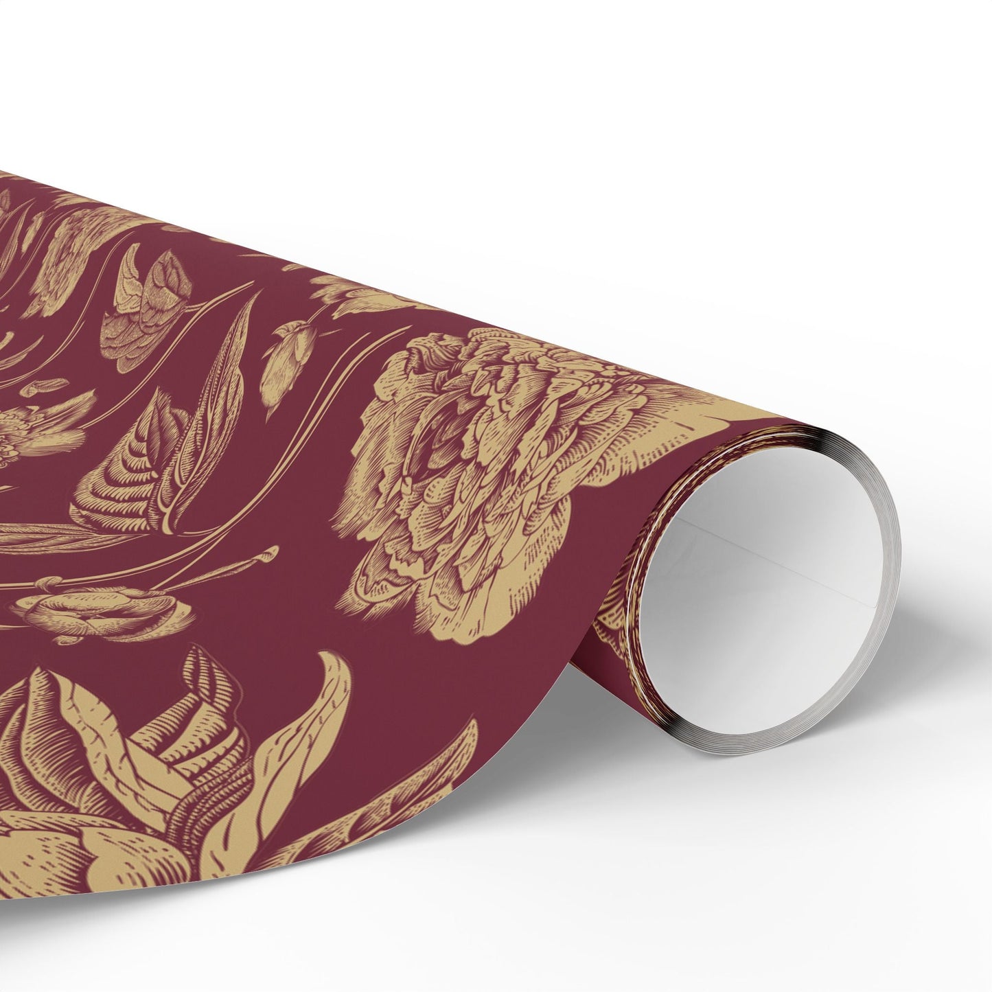 Gift Wrap | Maroon & Gold | Peony