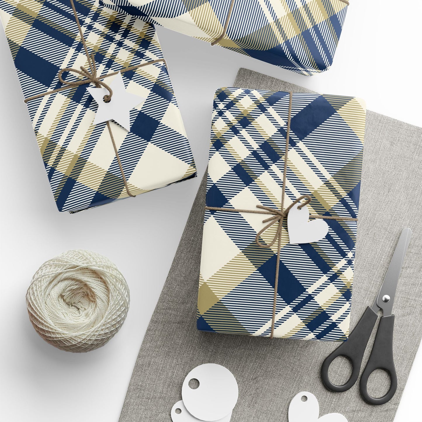 Gift Wrap | Blue & Gold | Tartan
