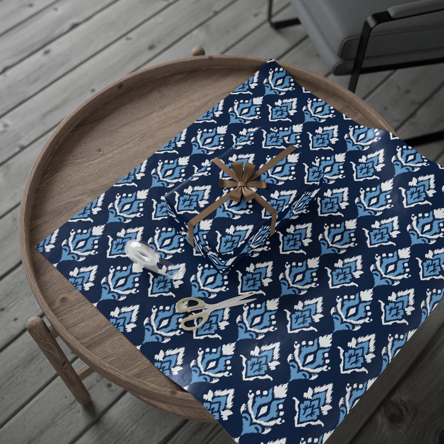 Gift Wrap | Light Blue & White | Ikat