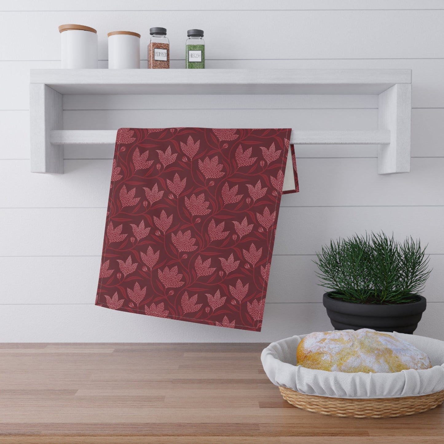 Tea Towels | Maroon & White | Magnolia
