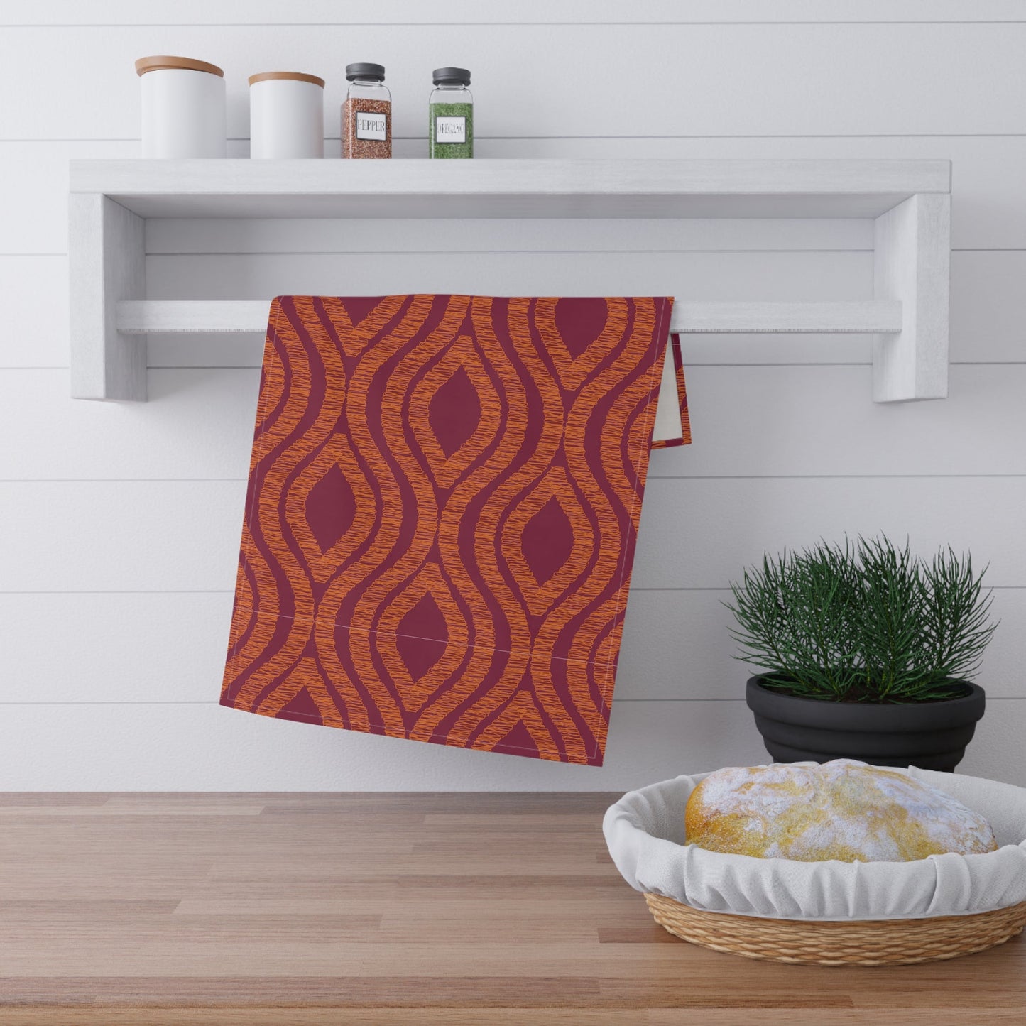 Tea Towels | Maroon & Orange | Ogee