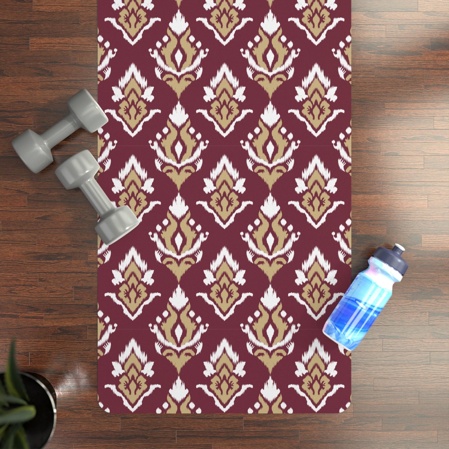 Yoga Mat | Maroon & Gold | Ikat