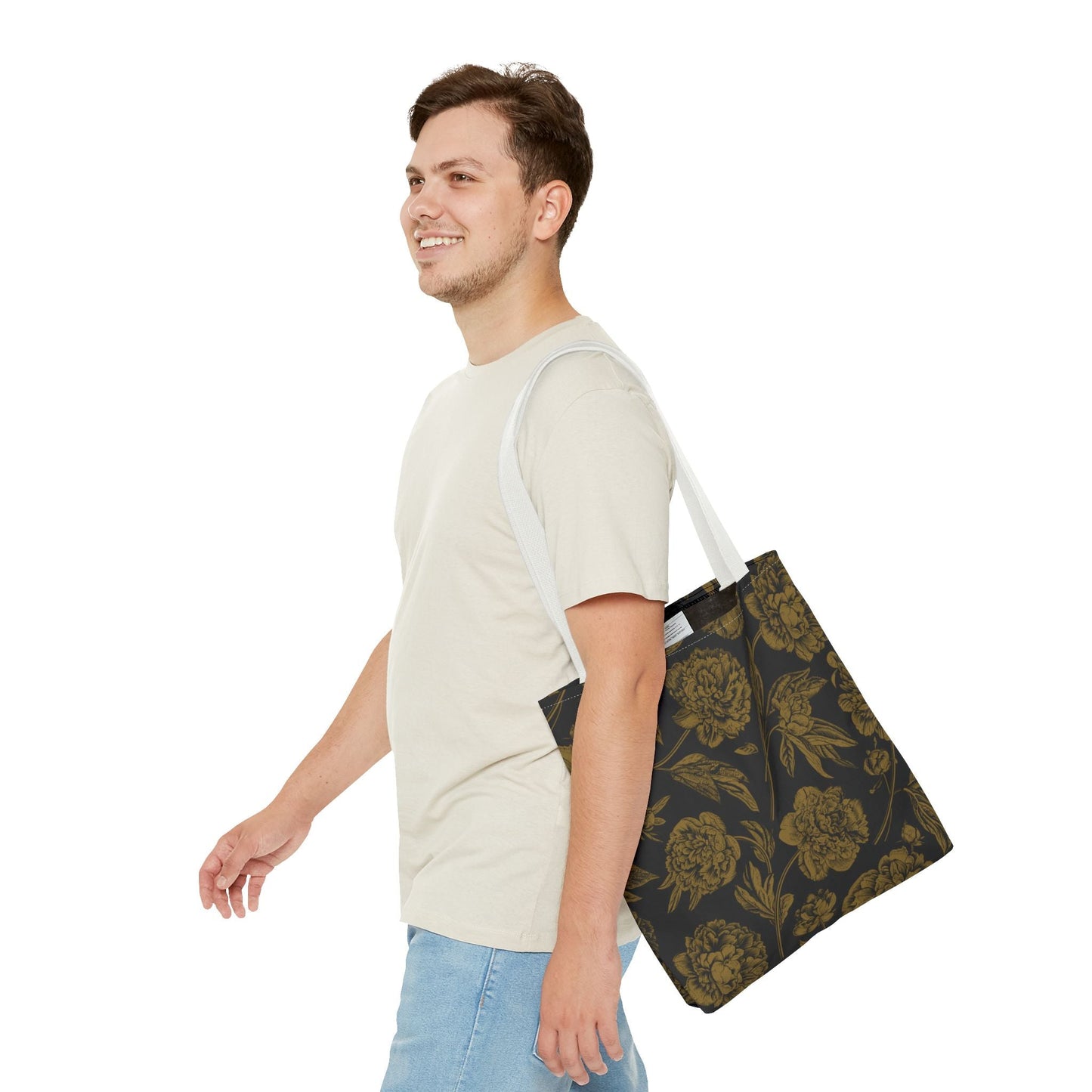 Tote Bag | Black & Gold | Peony