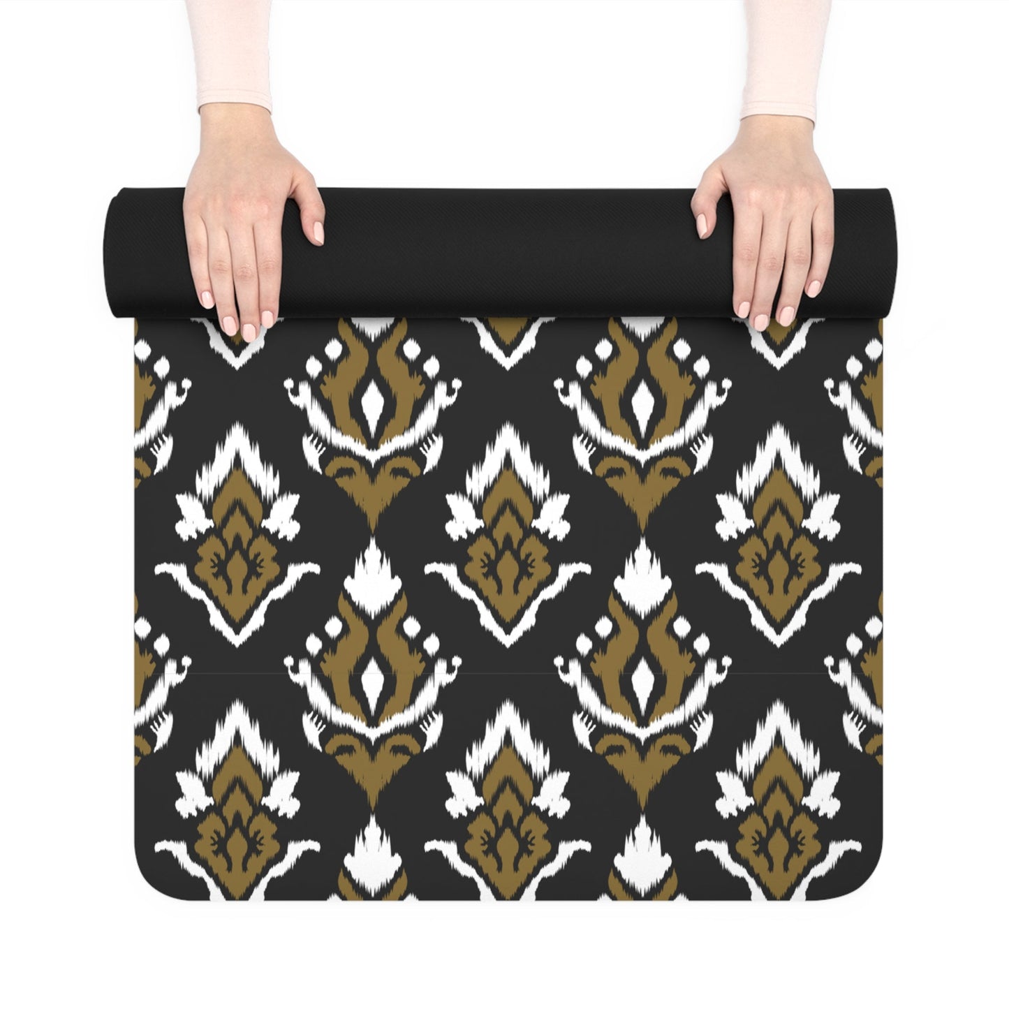 Yoga Mat | Black & Gold | Ikat