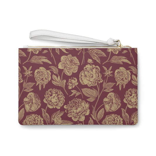 Clutch Bag | Maroon & Gold | Peony