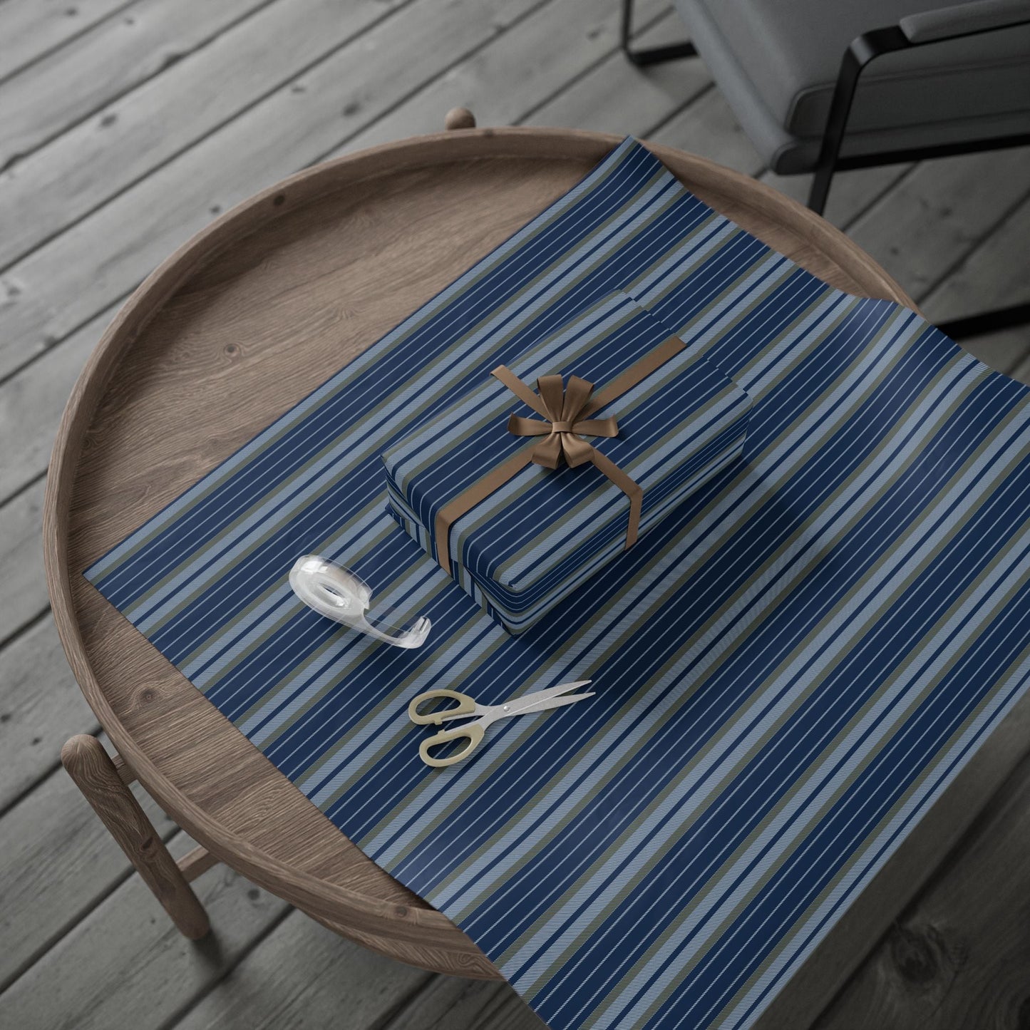Gift Wrap | Blue & Gold | Stripe