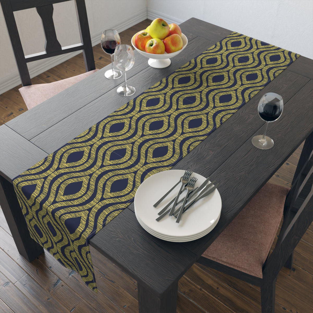 Table Runner | Yellow & Blue | Ogee