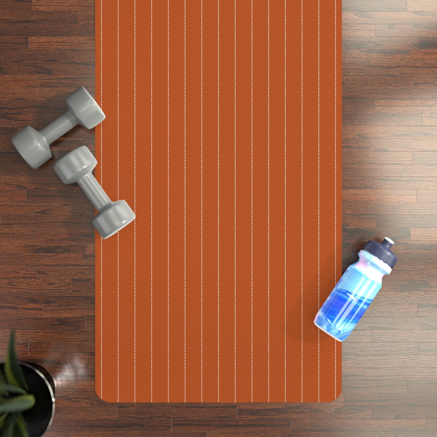 Yoga Mat | Dark Orange & White | Pinstripe