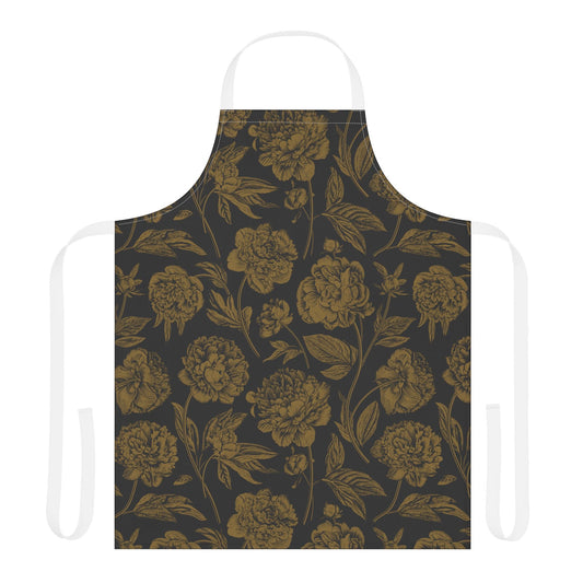 Apron | Black & Gold | Peony