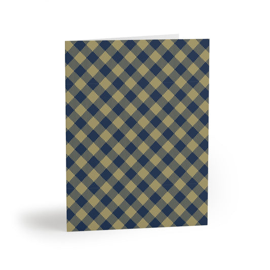Notecards Set | Blue & Gold | Gingham