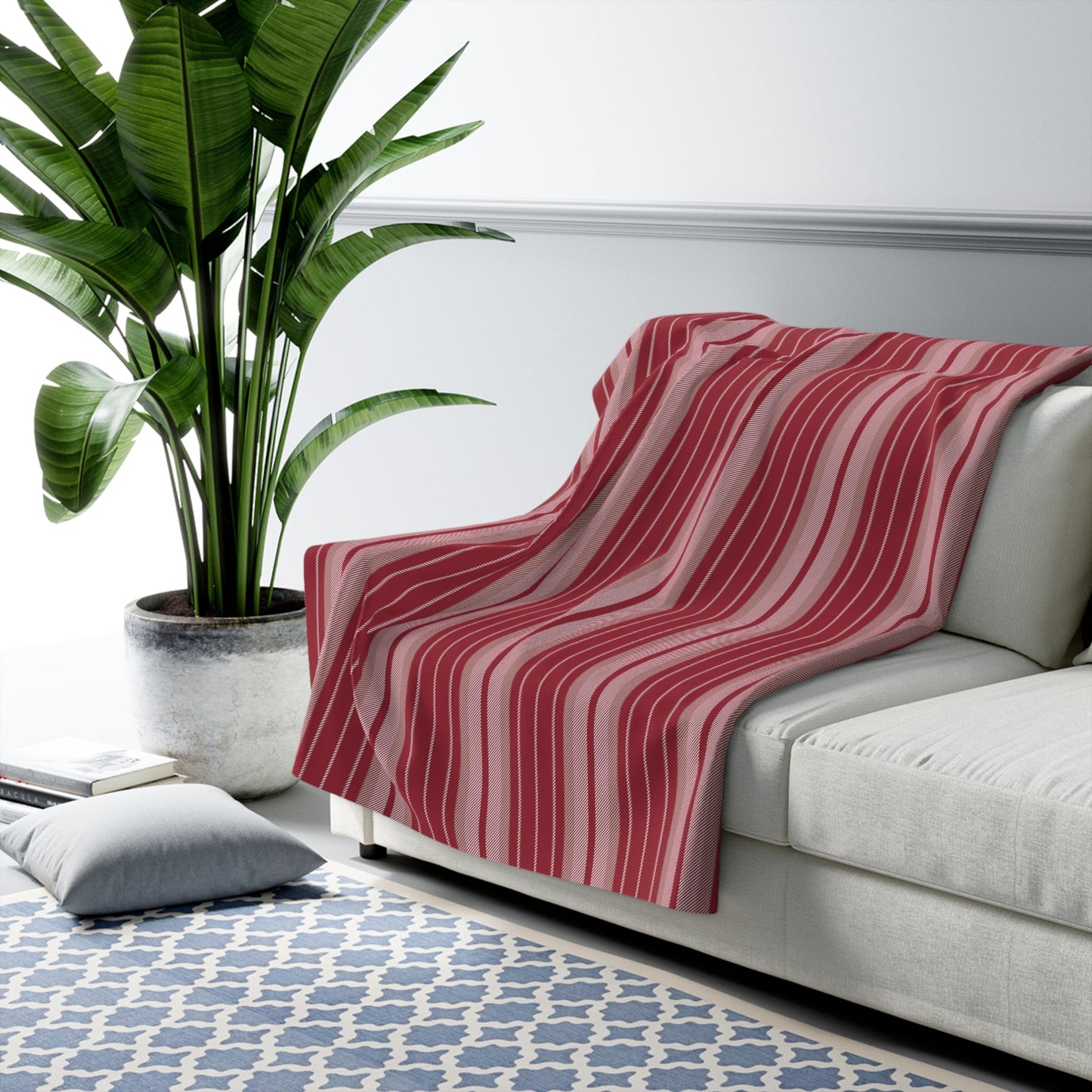 Sherpa Blanket | Maroon & White | Stripe