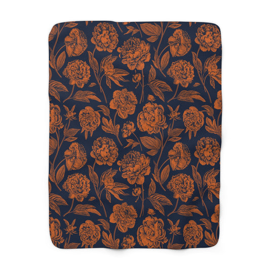 Sherpa Blanket | Orange & Blue | Peony