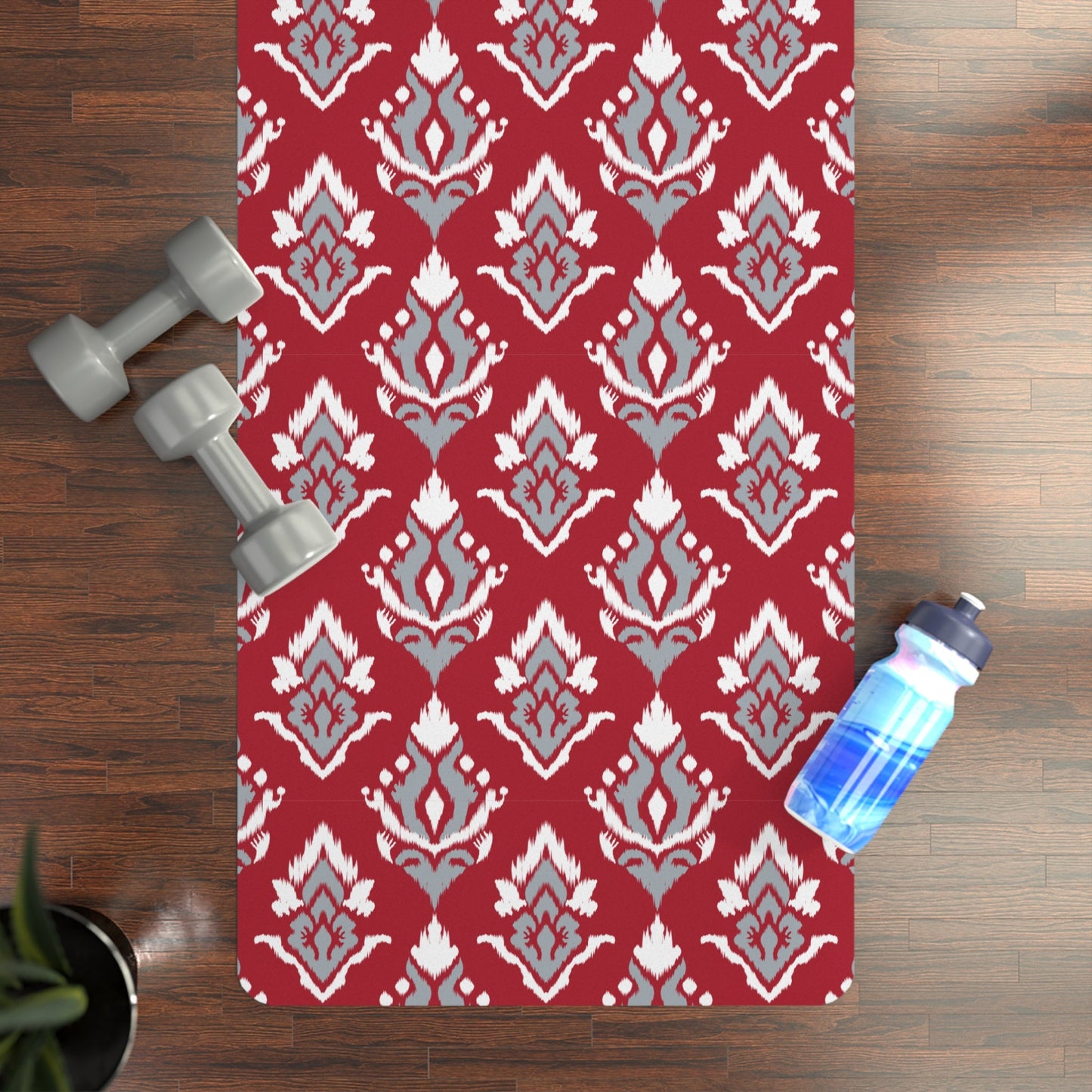 Yoga Mat | Red & Gray | Ikat