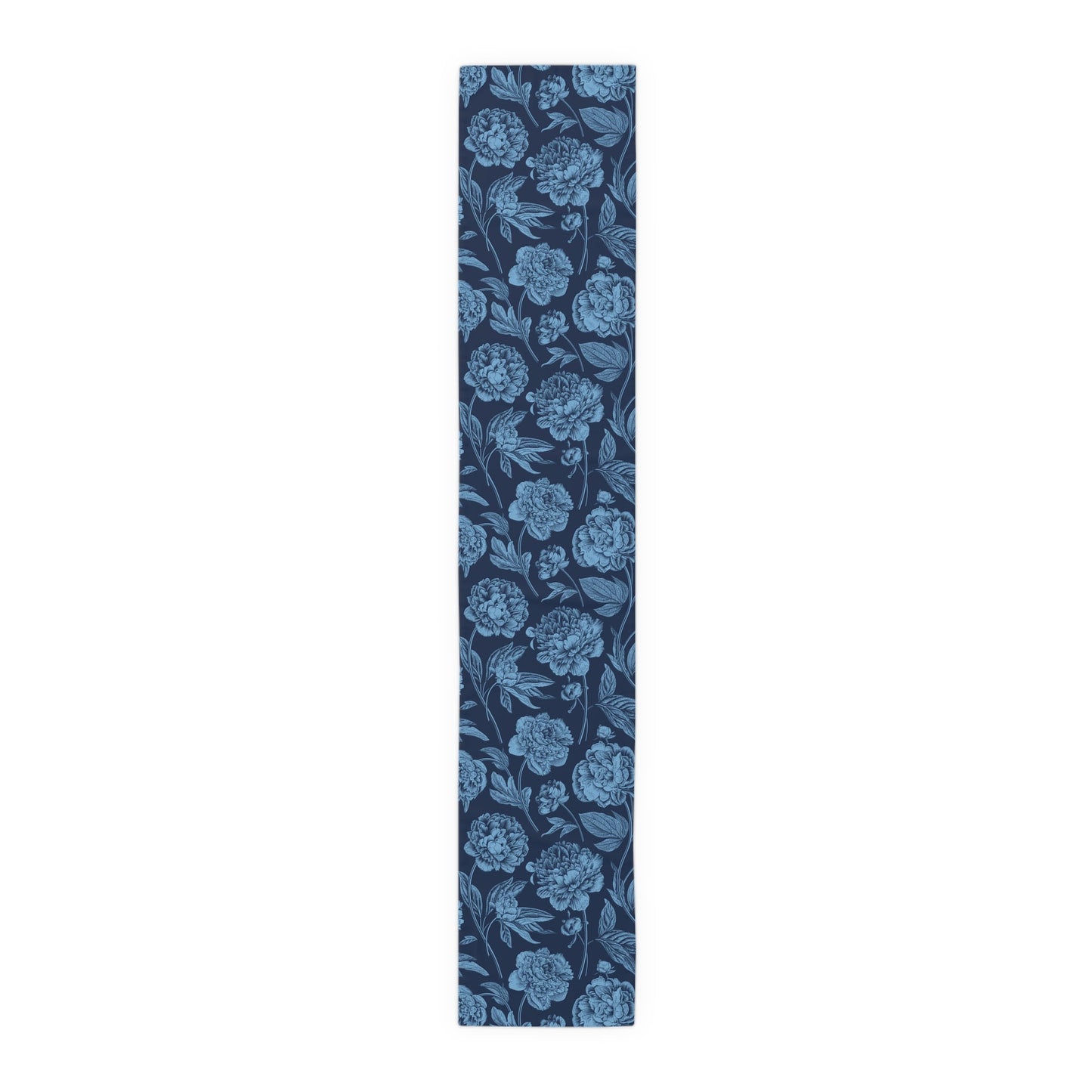 Table Runner | Light Blue & White | Peony