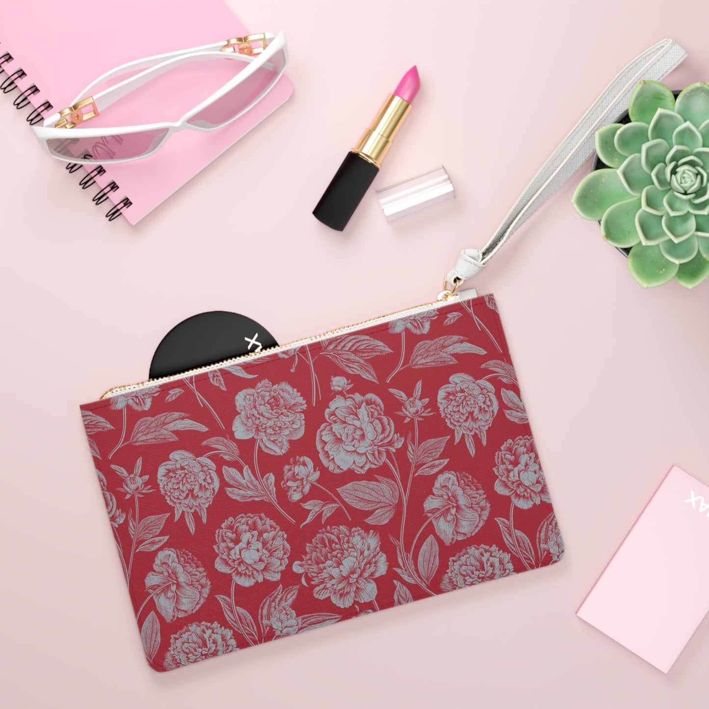 Clutch Bag | Red & Gray | Peony