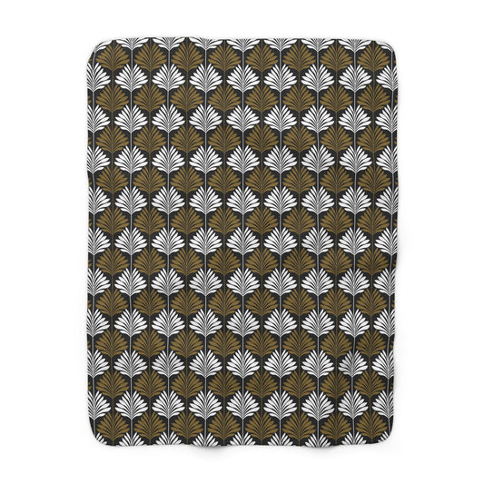 Sherpa Fleece Blanket | Black & Gold | Deco