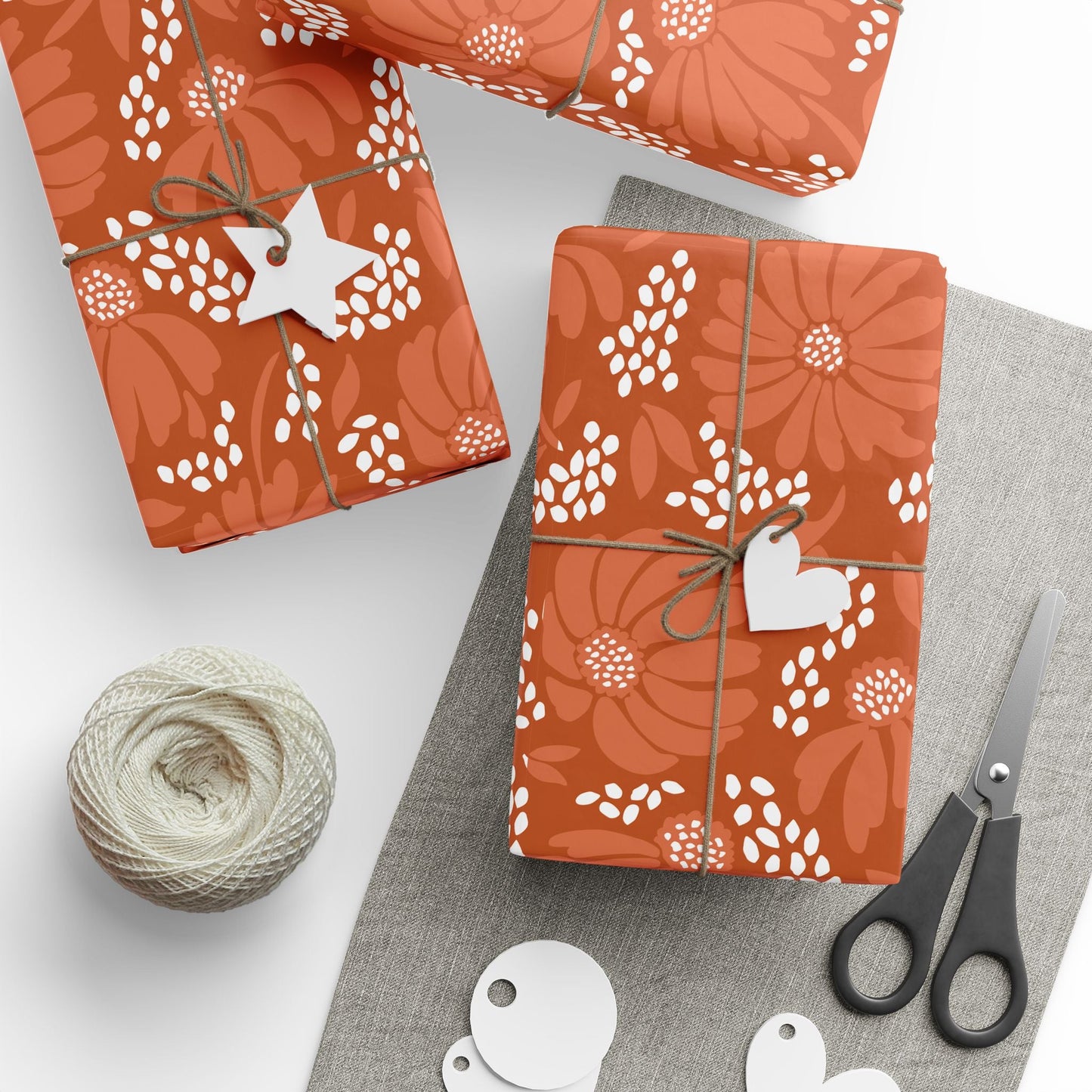 Gift Wrap | Dark Orange & White | Bellis