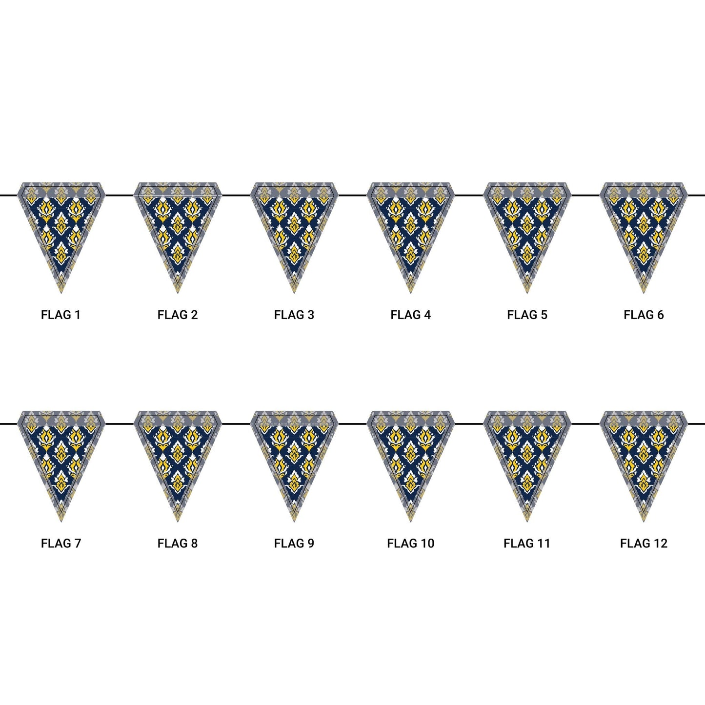 Flag Garland | Yellow & Blue | Ikat