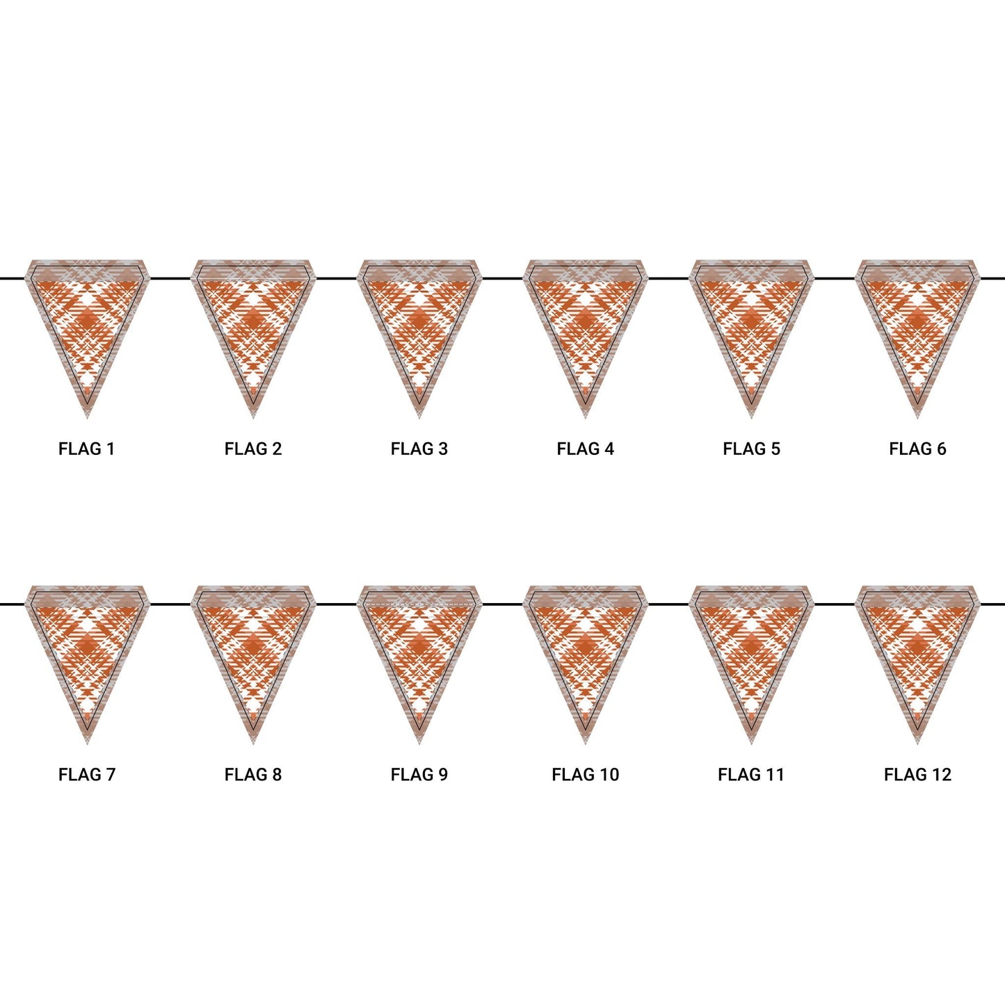 Flag Garland | Dark Orange & White | Tartan